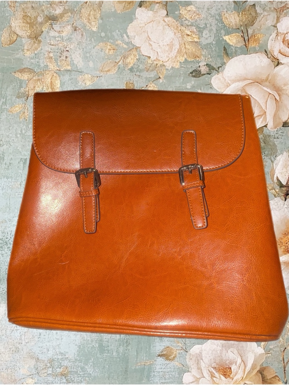 KeepBlance brown leather backpack